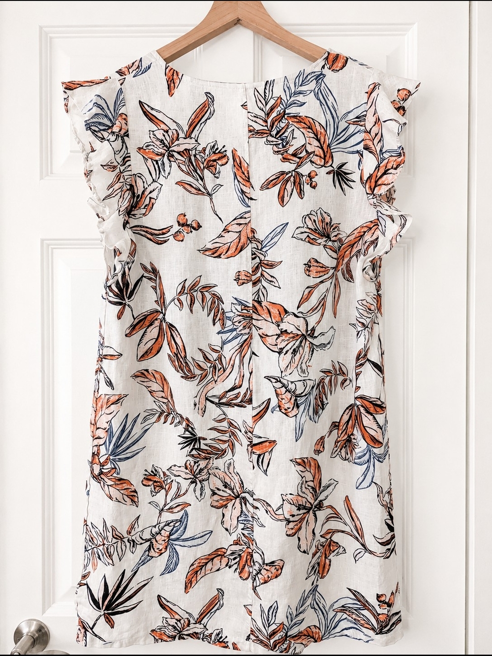 Tahari 100% Linen Shift Dress With Tropical Print - Picture 2 of 3